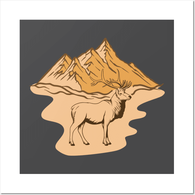 Mountain Deer Wall Art by Folkbone